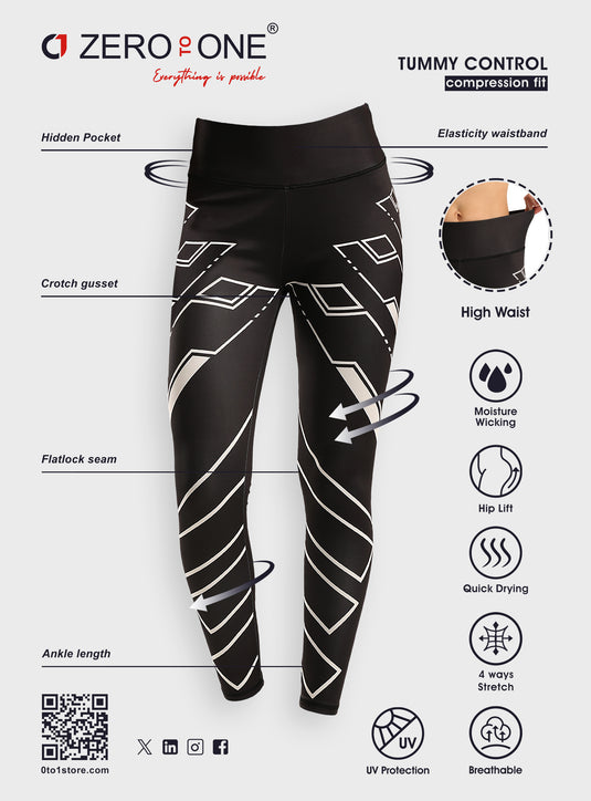 0to1 High Waisted Printed Leggings for Women-Caira