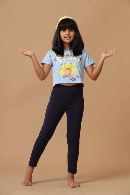 Kids Leggings -Combo 3 Pack (Pastel Pink, Navy, Sky Blue)
