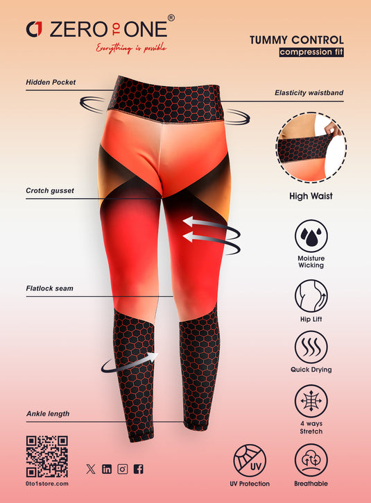 0to1 Mid Rise  Printed Leggings for Women