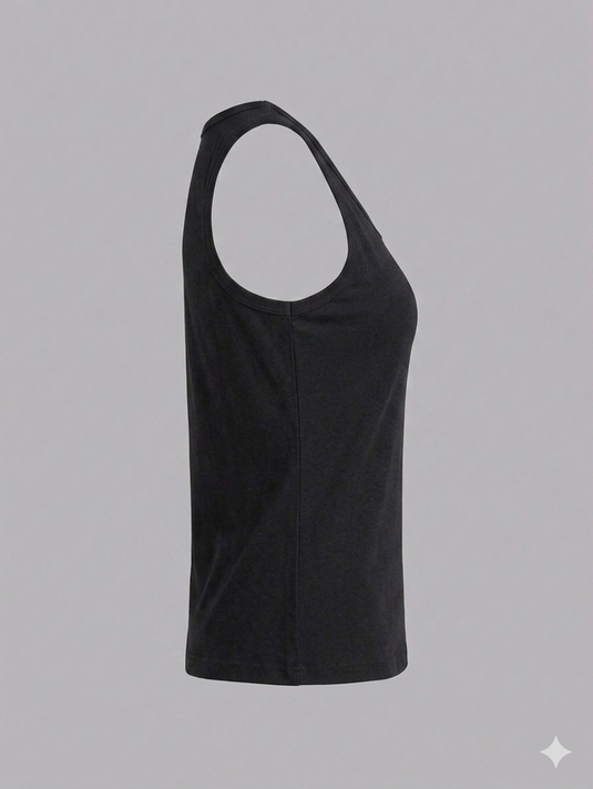 Cotton RIB Tank Top | Black