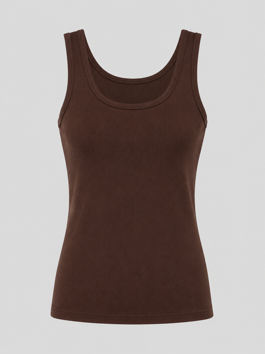 Cotton RIB Tank Top | Brown