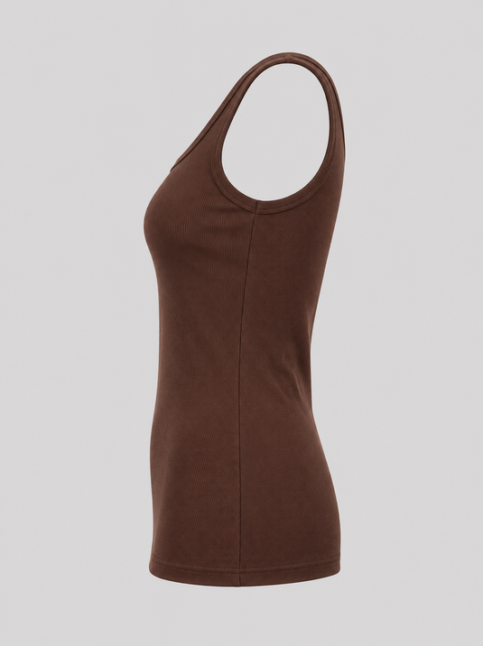 Cotton RIB Tank Top | Olive Brown