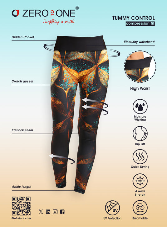 0to1 High Waisted Printed Leggings for Women-Kristly