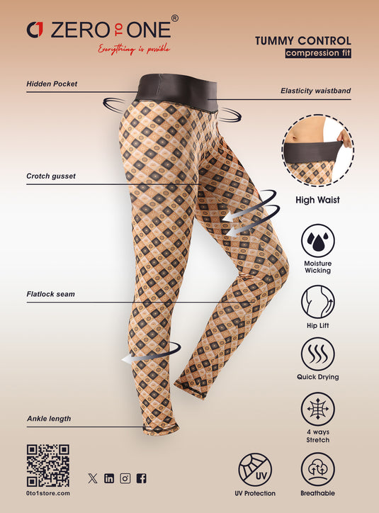 0to1 High Waisted Printed Leggings for Women-Lexy