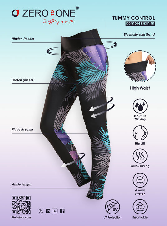 0to1 High Waisted Printed Leggings for Women-Jade