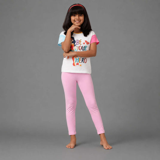 Kids Leggings -Combo 3 Pack (Pastel Pink, Navy, Sky Blue)
