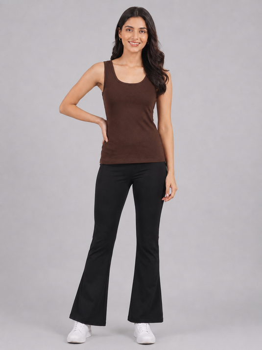 Cotton Tank Top RIB - BROWN