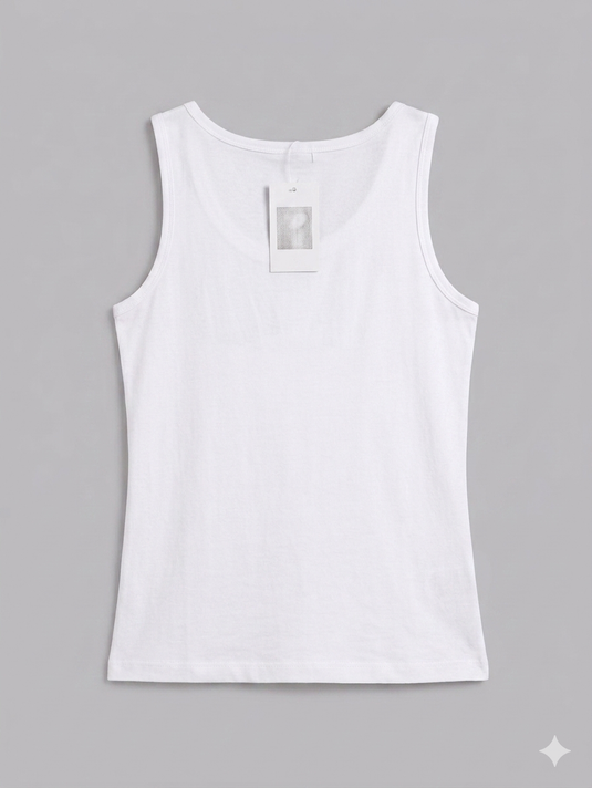 Cotton Tank Top RIB - WHITE