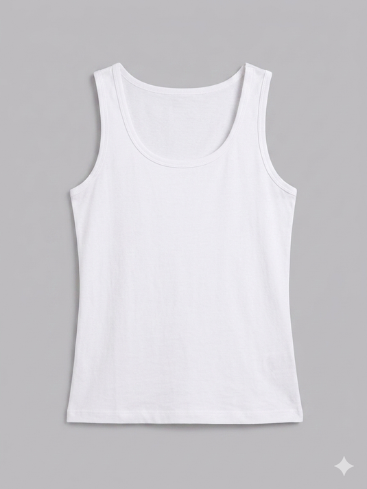 Cotton Tank Top RIB - WHITE
