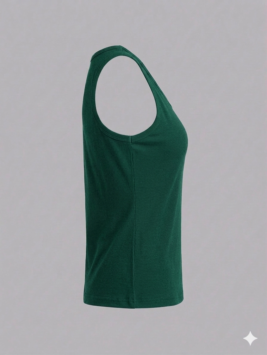 Cotton RIB Tank Top | Green
