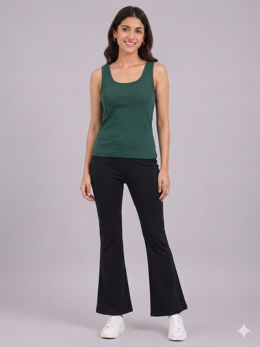 Cotton RIB Tank Top | Green