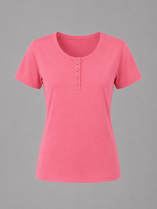 Women's Button T-Shirt | Pink