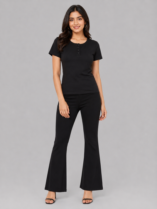 Women's Button T-Shirt | Black