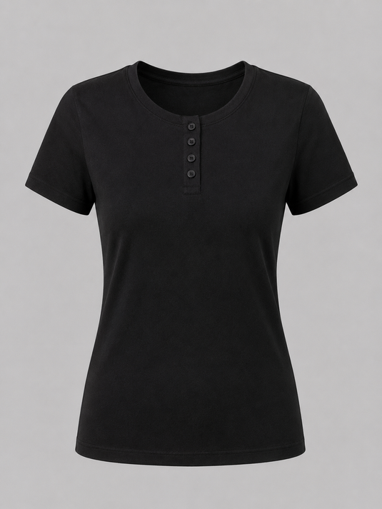 Women's Button T-Shirt | Black