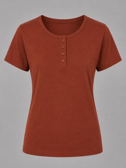 Women's Button T-Shirt | Brown