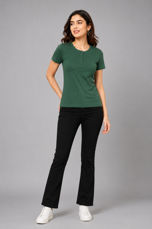 Women's Button T-Shirt | Green