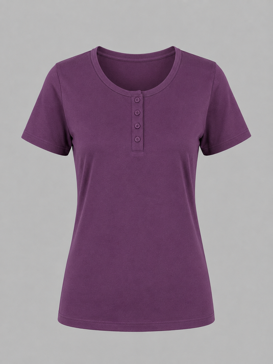 Women's Button T-Shirt | Plum