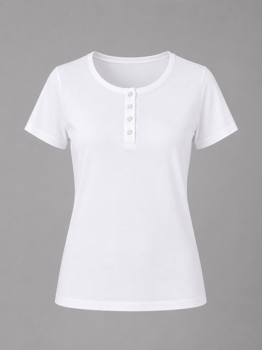 Women's Button T-Shirt | White