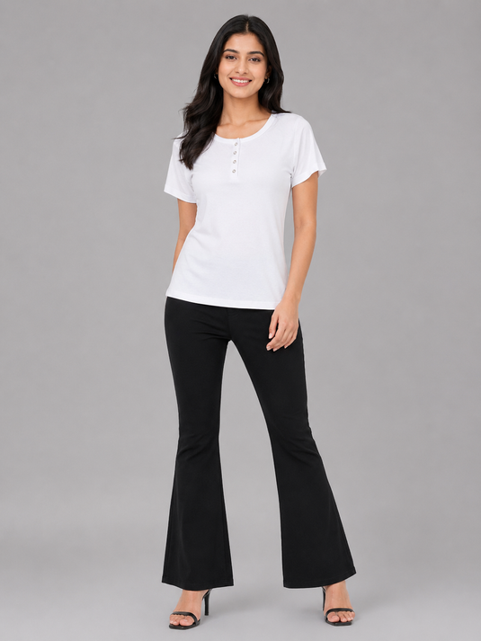 Women's Button T-Shirt | White