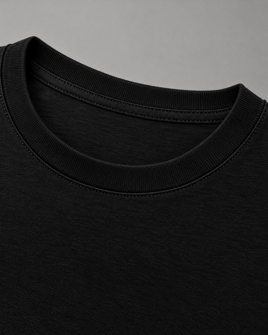 Black bamboo T-shirt – crew neckline and stitching detail